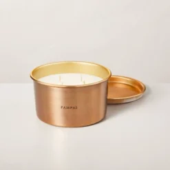 Lidded Metal Pampas 4-Wick Jar Candle Brass Finish 20oz - Hearth & Hand™ With Magnolia -Home Improvement Store GUEST 09887fd4 1456 4d13 9332 dbf370af2720
