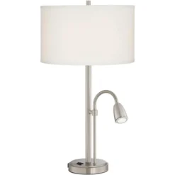 Possini Euro Design Traverse Modern Table Lamps Set Of 2 29 1/2" Tall Brushed Nickel With USB Charging Port LED Gooseneck White Drum Shade For Desk -Home Improvement Store GUEST 0ae46b85 fec0 4b22 8a4e 8d4b8c8aa4fd
