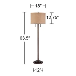 Possini Euro Design Garth Modern Floor Lamp Standing 63 1/2" Tall Oil Rubbed Bronze Burlap Fabric Drum Shade For Living Room Bedroom Office House Home -Home Improvement Store GUEST 0afcbf9a df39 4526 aa07 8a9f6551bac9