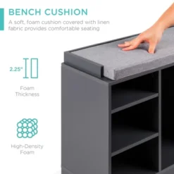 Best Choice Products 46in Shoe Storage Organization Rack Bench For Entryway, Bedroom W/ Padded Seat, 10 Cubbies - Gray -Home Improvement Store GUEST 13abc812 5480 4f06 8909 0a4154ef5d89