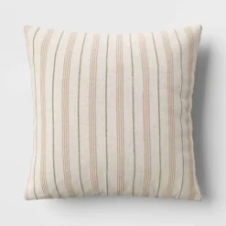 Cotton Flax Woven Striped Square Throw Pillow - Threshold™ -Home Improvement Store GUEST 198ca62a 31c1 4b5d b1dc 9f59aefb0017