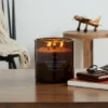 23oz XL 3-Wick Leather + Embers Wooden Amber Glass With Wood Lid And Stamped Logo Amber - Threshold™ -Home Improvement Store GUEST 220aa5f5 4b20 4424 b367 6c021967b049