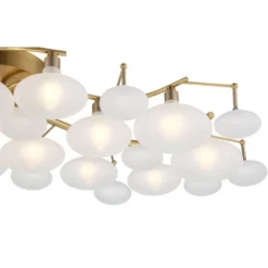 Possini Euro Design Lilypad Modern Ceiling Light Semi Flush Mount Fixture 30 1/4" Wide Warm Brass 12-Light Frosted Glass Shade For Bedroom Living Room -Home Improvement Store GUEST 25c5026d 3f54 4152 b95b 778abc33adbe