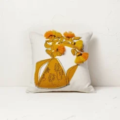 Floral Watering Pitcher Square Throw Pillow With Tassels - Opalhouse™ Designed With Jungalow™ -Home Improvement Store GUEST 295bbf4a 7932 4570 9c93 22f266108cb5