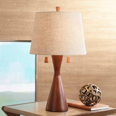 360 Lighting Omar Modern Table Lamp 28 3/4" Tall Warm Brown Wood Hourglass Oatmeal Fabric Drum Shade For Bedroom Living Room Bedside Nightstand Office 3 360 Lighting Omar Modern Table Lamp 28 3/4" Tall Warm Brown Wood Hourglass Oatmeal Fabric Drum Shade For Bedroom Living Room Bedside Nightstand Office