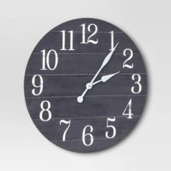 26" Farmhouse Wooden Wall Clock Black - Threshold™ -Home Improvement Store GUEST 35008532 3ca7 4877 9169 1472d088644e