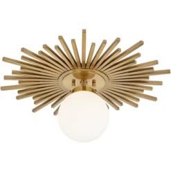 Possini Euro Design Hazel Modern Ceiling Light Semi Flush Mount Fixture 24" Wide Warm Brass White Globe Shade For Bedroom Kitchen Living Room Hallway -Home Improvement Store GUEST 48188eba 2f68 4f86 9f8a a54dd55ba25f