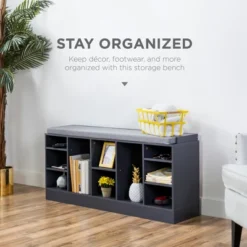Best Choice Products 46in Shoe Storage Organization Rack Bench For Entryway, Bedroom W/ Padded Seat, 10 Cubbies - Gray -Home Improvement Store GUEST 484e3711 30cd 4de4 9bfb 7876d4619ade