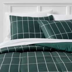 Grid Print Microfiber Reversible Comforter & Sheet Set Dark Green - Room Essentials™ -Home Improvement Store GUEST 52658d90 442c 4f77 95f8 b9cc7e5b7e67