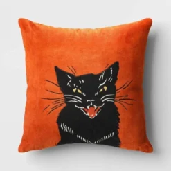 Fierce Cat Applique Cotton Velvet Square Halloween Throw Pillow - Threshold™ -Home Improvement Store GUEST 5426fcb6 46c0 47d1 b6fc b5526f44bb40