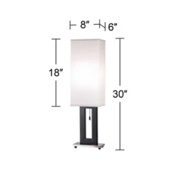 360 Lighting Floating Rectangle Modern Table Lamp 30" Tall Black Metal Open Frame White Fabric Box Shade For Bedroom Living Room Bedside Nightstand -Home Improvement Store GUEST 5525ec29 a1e7 404a b4ca e0f4557a562a