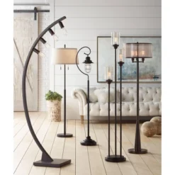 Franklin Iron Works Arcos Industrial Arc Floor Lamp 71" Tall Bronze Brown Metal Dimmable LED Decor For Living Room Reading Bedroom Office House Home -Home Improvement Store GUEST 5810e929 2f4c 4e54 8434 2533ddae9e0e