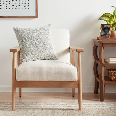 Woven Boucle Square Throw Pillow With Exposed Zipper - Threshold™ 3 Woven Boucle Square Throw Pillow With Exposed Zipper - Threshold™