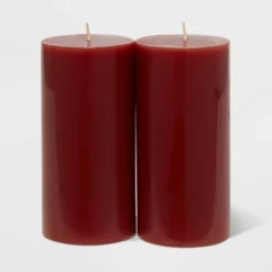 2pk Pillars Warm Cider & Cinnamon Red - Threshold™ -Home Improvement Store GUEST 5fecdd6e 5da9 48e9 866c c72973a56b09
