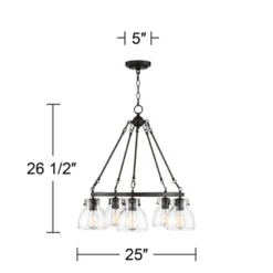 Possini Euro Design Bellis Bronze Wagon Wheel Pendant Chandelier 25" Wide Modern Clear Glass 5-Light Fixture For Dining Room House Kitchen Island Home -Home Improvement Store GUEST 618dbfc5 4583 4867 8ae1 6096256d5a37