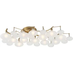 Possini Euro Design Lilypad Modern Ceiling Light Semi Flush Mount Fixture 30 1/4" Wide Warm Brass 12-Light Frosted Glass Shade For Bedroom Living Room -Home Improvement Store GUEST 6290ad1c 7303 4beb b78c 9260da63b240