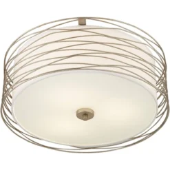 Possini Euro Design Modern Ceiling Light Flush Mount Fixture Antique Silver Leaf 18" Wide Wavy Spun White Drum For Bedroom Kitchen 13 Possini Euro Design Modern Ceiling Light Flush Mount Fixture Antique Silver Leaf 18" Wide Wavy Spun White Drum For Bedroom Kitchen -Home Improvement Store GUEST 6e794785 090f 4408 857a 540b895c84a4