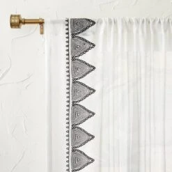 1pc Light Filtering Diamond Border Window Curtain Panel White - Opalhouse™ Designed With Jungalow™ -Home Improvement Store GUEST 7192bb6b 2dca 4ad8 a530 ba36b505b13d