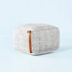 Hand-Woven Pouf Ottoman With Leather Trim - Hearth & Hand™ With Magnolia -Home Improvement Store GUEST 819b4a8f 2db7 4089 b6dd 3544521baa39