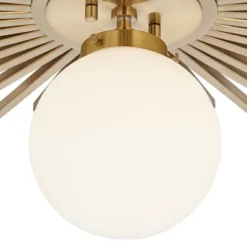 Possini Euro Design Hazel Modern Ceiling Light Semi Flush Mount Fixture 24" Wide Warm Brass White Globe Shade For Bedroom Kitchen Living Room Hallway -Home Improvement Store GUEST 8c256957 351f 4cef 9ac1 d10024535ea2