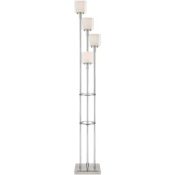 Possini Euro Design Athena Modern Floor Lamp 72" Tall Brushed Nickel 4 Light Tree Clear Outer Opal Inner Double Glass Shade For Living Room Bedroom -Home Improvement Store GUEST 9216fb98 adc6 4062 a2b3 d139c90db34a