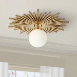 Possini Euro Design Hazel Modern Ceiling Light Semi Flush Mount Fixture 24" Wide Warm Brass White Globe Shade For Bedroom Kitchen Living Room Hallway -Home Improvement Store GUEST 937faa9c a474 460e 97d2 cb24e8bfb570