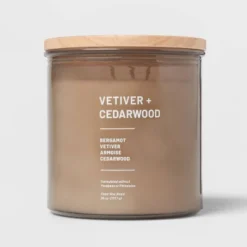 Glass Jar Vetiver And Cedarwood Candle Brown - Threshold™ -Home Improvement Store GUEST 94fa0143 6384 4148 9851 b3c3e6d22167