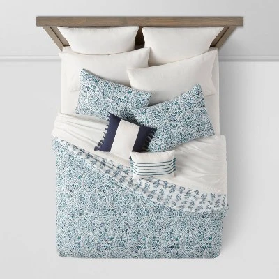 12pc Reversible Paisley Print Comforter & Sheets Set Blue/Dark Teal Blue - Threshold™ 4 12pc Reversible Paisley Print Comforter & Sheets Set Blue/Dark Teal Blue - Threshold™ - Image 2