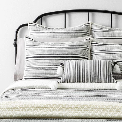 Textured Stripe Pillow Sham Dark Gray/Cream - Hearth & Hand With Magnolia 5 Textured Stripe Pillow Sham Dark Gray/Cream - Hearth & Hand With Magnolia - Image 3