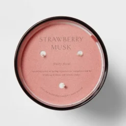 Colored Vase Glass With Dustcover Strawberry Musk Candle Red - Threshold™ -Home Improvement Store GUEST a1481056 0056 434b 8190 eafa8bcfa251