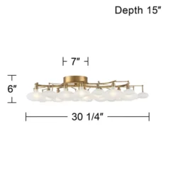 Possini Euro Design Lilypad Modern Ceiling Light Semi Flush Mount Fixture 30 1/4" Wide Warm Brass 12-Light Frosted Glass Shade For Bedroom Living Room -Home Improvement Store GUEST a233a009 bd72 44f5 9f48 3c2effe14b0b