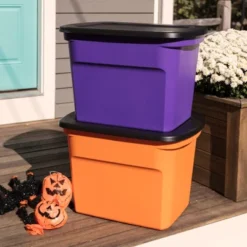 Sterilite 18 Gallon Orange Plastic Storage Container Bin Tote With Black Lid, Halloween -Home Improvement Store GUEST a9f43b31 35e0 4c1a 89db e6cc67339af9