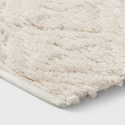 Textured Diamond Shag Bath Rug Cream - Opalhouse™ 3 Textured Diamond Shag Bath Rug Cream - Opalhouse™