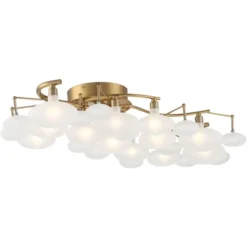 Possini Euro Design Lilypad Modern Ceiling Light Semi Flush Mount Fixture 30 1/4" Wide Warm Brass 12-Light Frosted Glass Shade For Bedroom Living Room -Home Improvement Store GUEST bc64b39a 2843 4a68 b9d6 625259c5adb7
