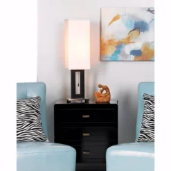 360 Lighting Floating Rectangle Modern Table Lamp 30" Tall Black Metal Open Frame White Fabric Box Shade For Bedroom Living Room Bedside Nightstand -Home Improvement Store GUEST bc833856 be0b 40a8 a477 cb279adafaa8