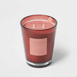 Colored Vase Glass With Dustcover Strawberry Musk Candle Red - Threshold™ -Home Improvement Store GUEST bff6ffbf c36a 4e82 a556 ba31fee10532