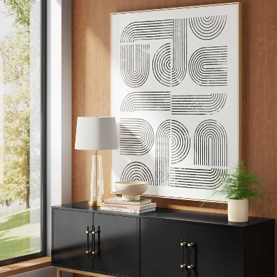 45" X 55" Line Art I Framed Kraft Wall Canvas - Threshold™ 3 45" X 55" Line Art I Framed Kraft Wall Canvas - Threshold™