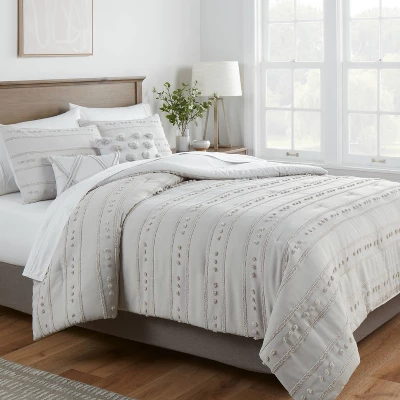 4pc Clipped Stripe Poms Comforter Bedding Set - Threshold™ 3 4pc Clipped Stripe Poms Comforter Bedding Set - Threshold™