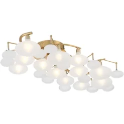 Possini Euro Design Lilypad Modern Ceiling Light Semi Flush Mount Fixture 30 1/4" Wide Warm Brass 12-Light Frosted Glass Shade For Bedroom Living Room -Home Improvement Store GUEST dec42141 80e6 4416 977e 08a265036989