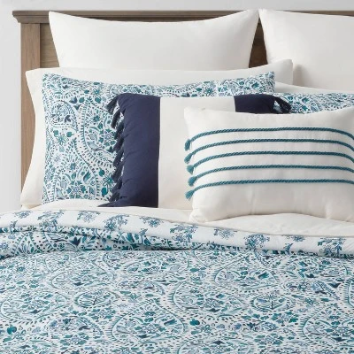 12pc Reversible Paisley Print Comforter & Sheets Set Blue/Dark Teal Blue - Threshold™ 13 12pc Reversible Paisley Print Comforter & Sheets Set Blue/Dark Teal Blue - Threshold™ - Image 11