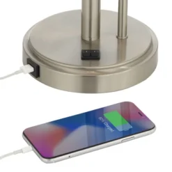 Possini Euro Design Traverse Modern Table Lamps Set Of 2 29 1/2" Tall Brushed Nickel With USB Charging Port LED Gooseneck White Drum Shade For Desk -Home Improvement Store GUEST e5e98734 7ed3 4d2c 89e5 e165f0c556bf