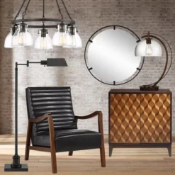 Possini Euro Design Bellis Bronze Wagon Wheel Pendant Chandelier 25" Wide Modern Clear Glass 5-Light Fixture For Dining Room House Kitchen Island Home -Home Improvement Store GUEST fb9d0a92 c25d 40b4 8942 94c15527398e